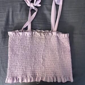 Lilac Smocked Tank Top with Bow Straps